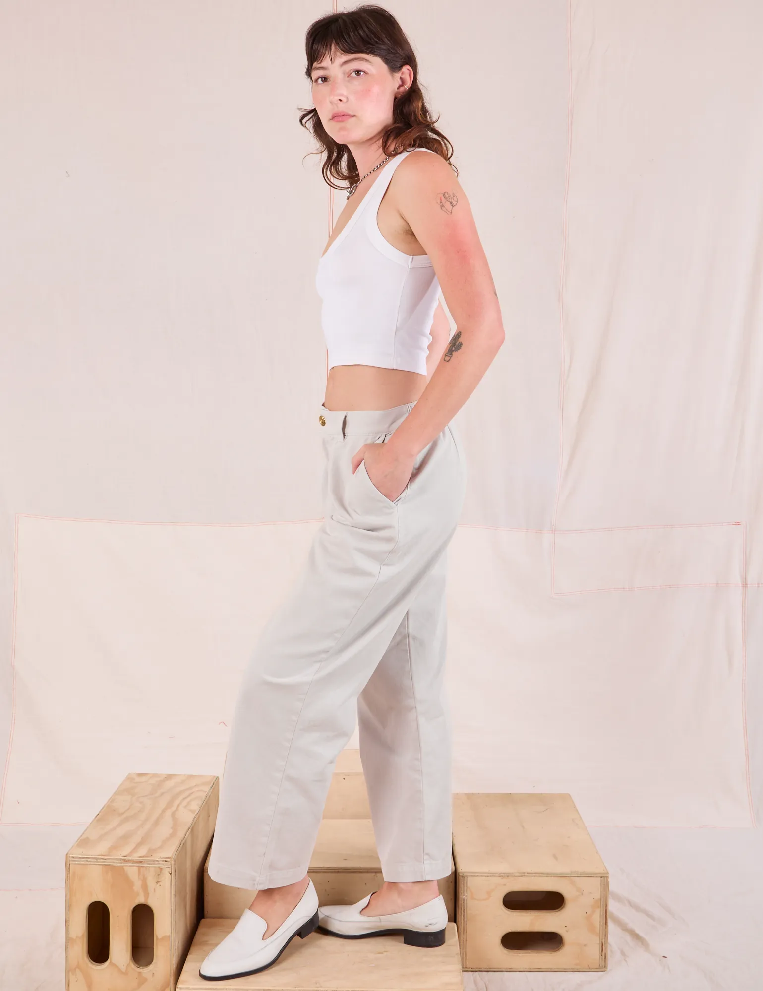 Mid-Rise Pleated Trousers - Stone White sold by Big Bud Press product image thumbnail 5