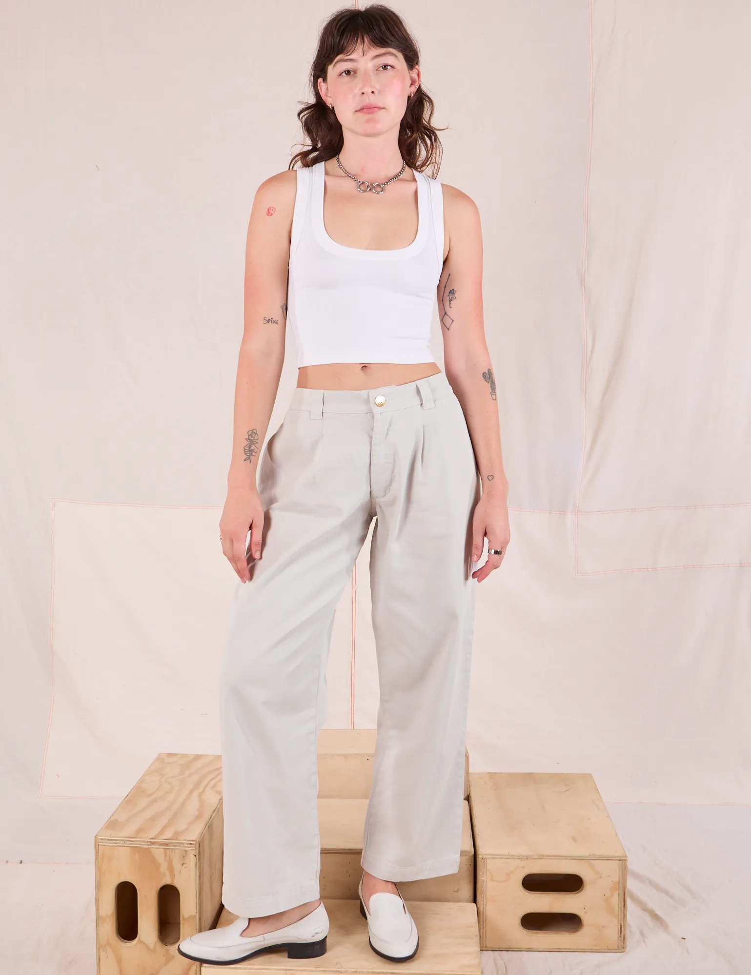 Mid-Rise Pleated Trousers - Stone White sold by Big Bud Press product image thumbnail 3