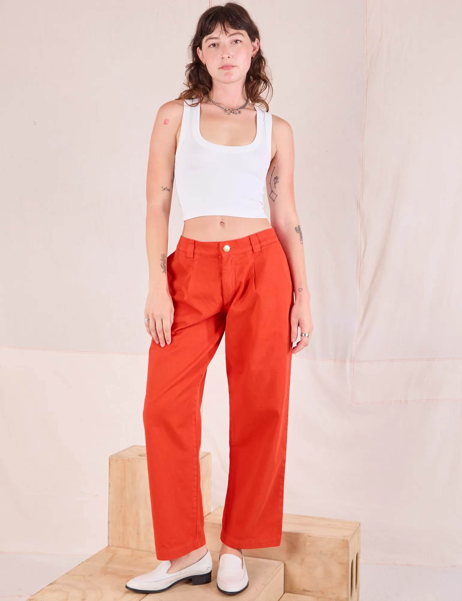 Mid-Rise Pleated Trousers - Chili Red sold by Big Bud Press product image thumbnail 3
