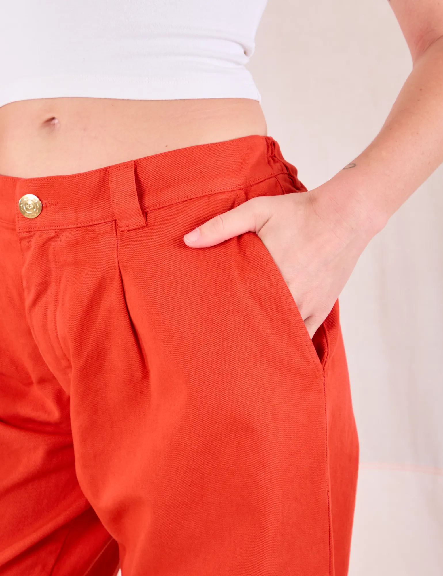 Mid-Rise Pleated Trousers - Chili Red sold by Big Bud Press product image thumbnail 4