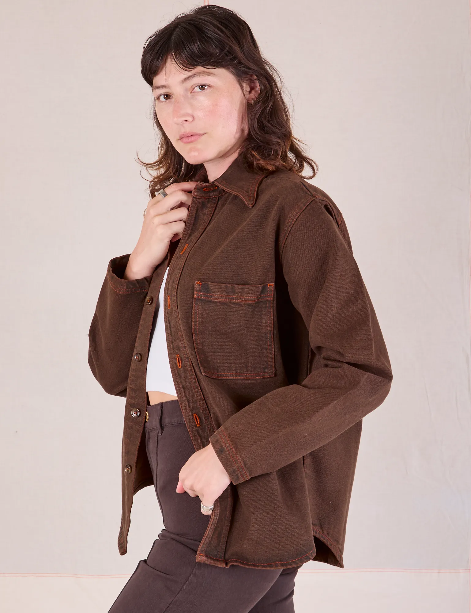Overdyed Denim Overshirt - Fudge *FINAL SALE* sold by Big Bud Press product image thumbnail 5
