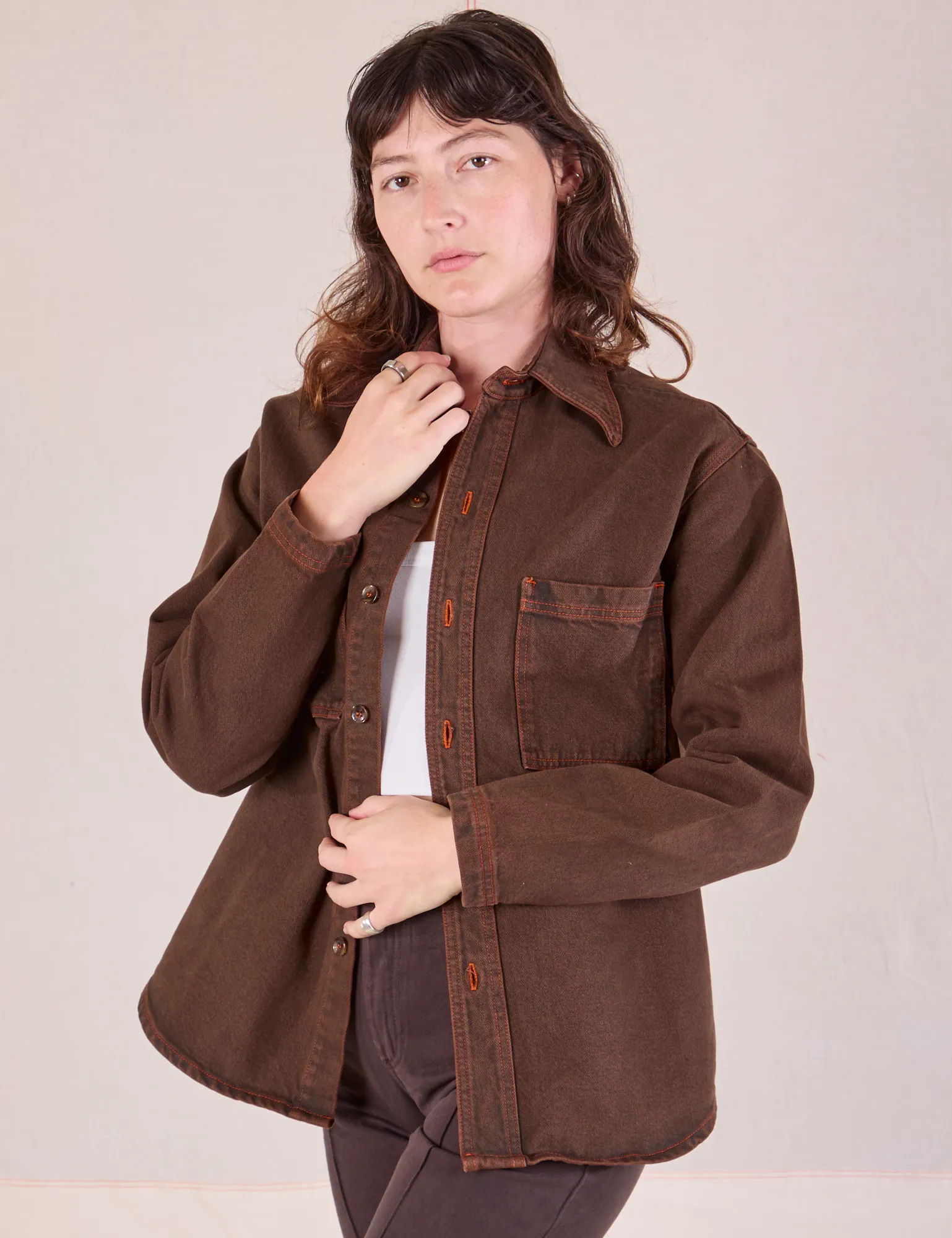 Overdyed Denim Overshirt - Fudge *FINAL SALE* sold by Big Bud Press product image thumbnail 4
