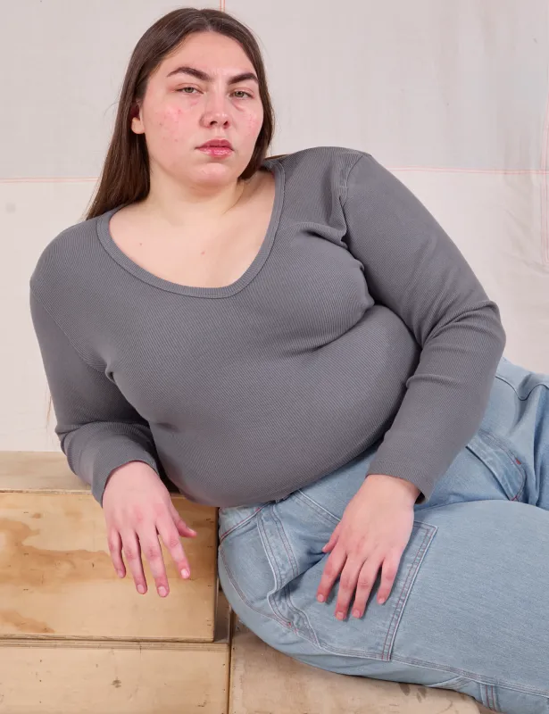 Long Sleeve V-Neck Tee - Washed Grey *FINAL SALE* sold by Big Bud Press