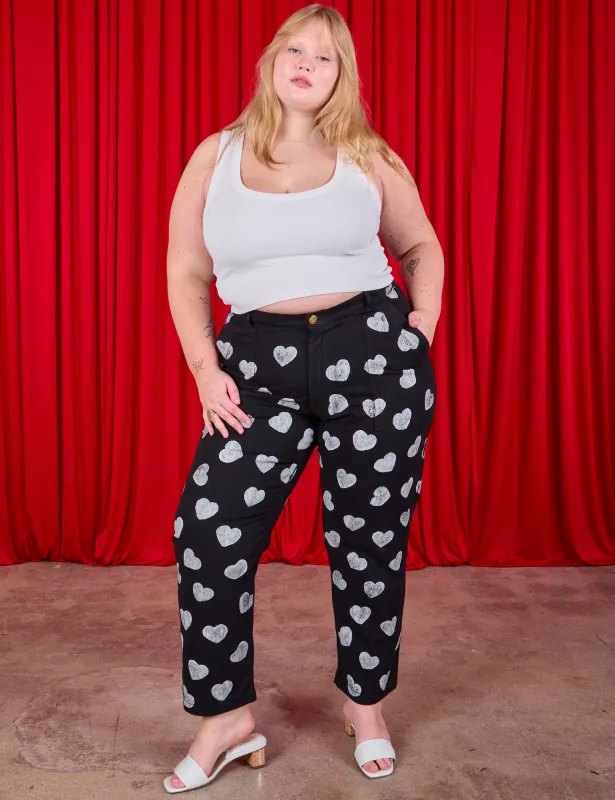 Paintstamped Heart Work Pants - Black *FINAL SALE* sold by Big Bud Press
