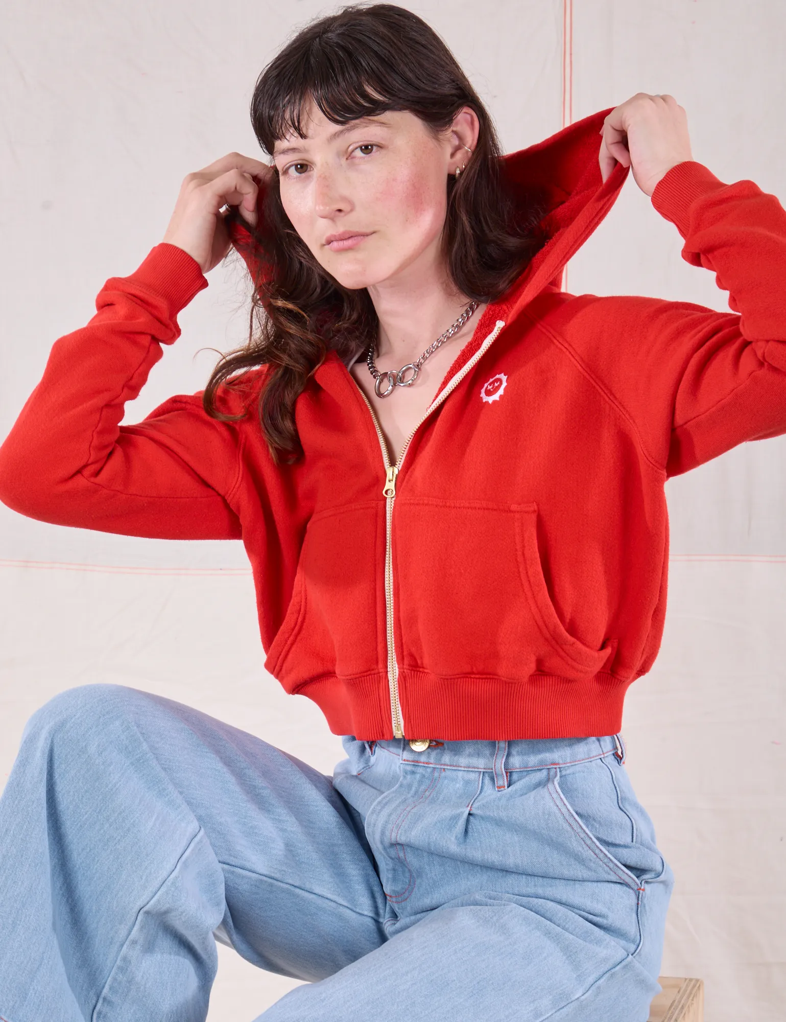 Cropped Zip Hoodie - Mustang Red sold by Big Bud Press