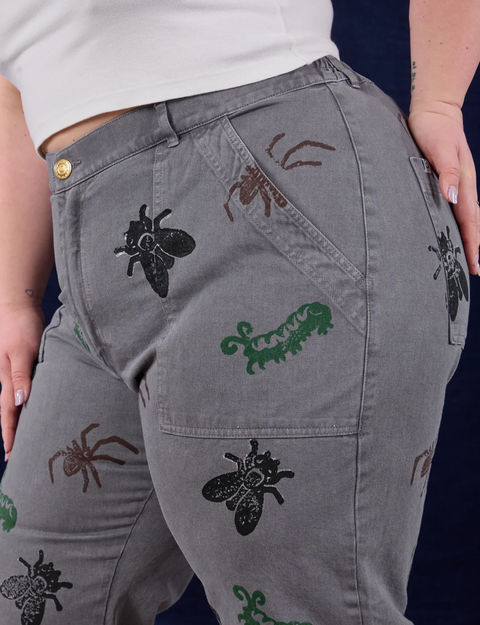Paintstamped Bug Work Pants - Washed Grey sold by Big Bud Press product image thumbnail 4