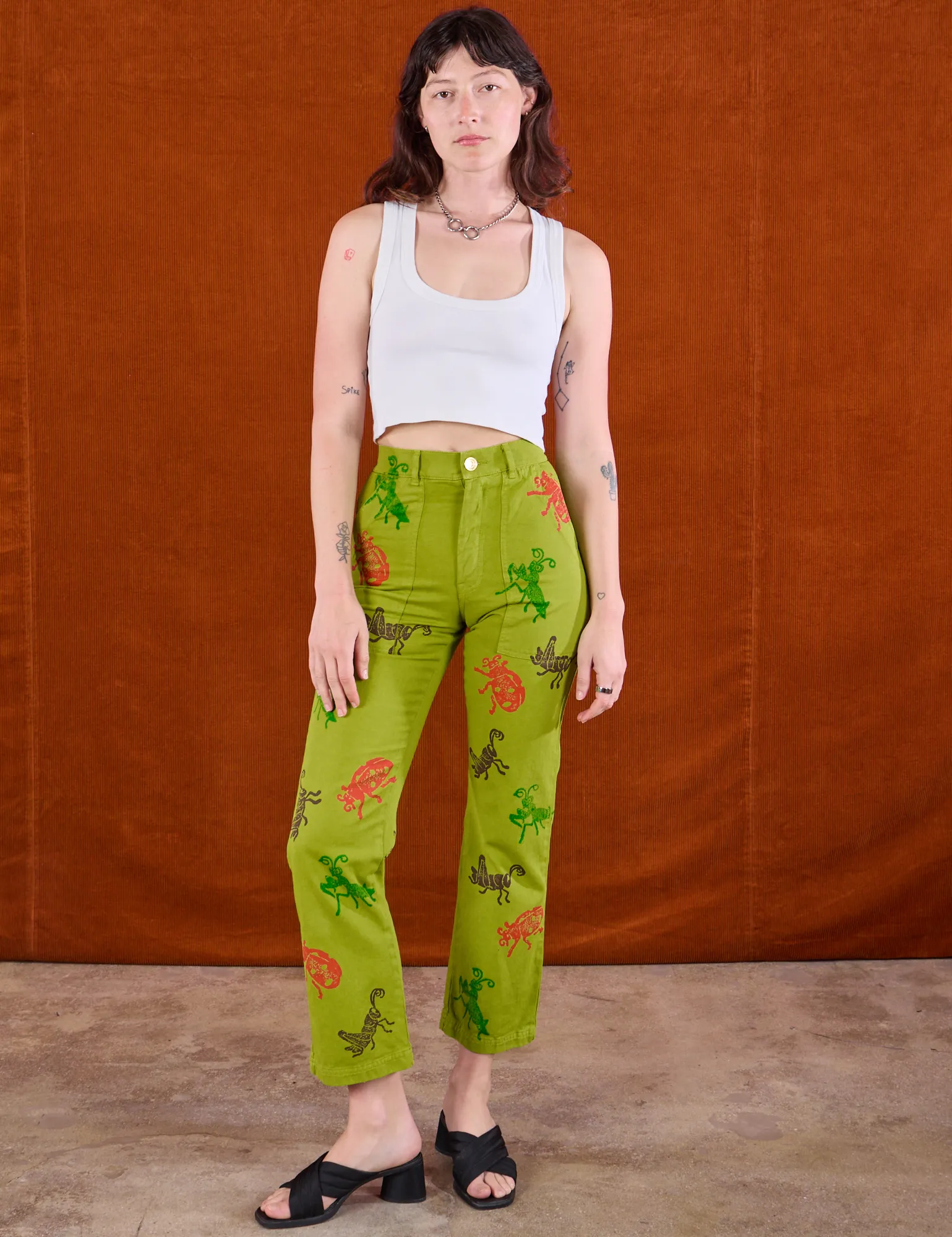 Paintstamped Bug Work Pants - Gross Green sold by Big Bud Press