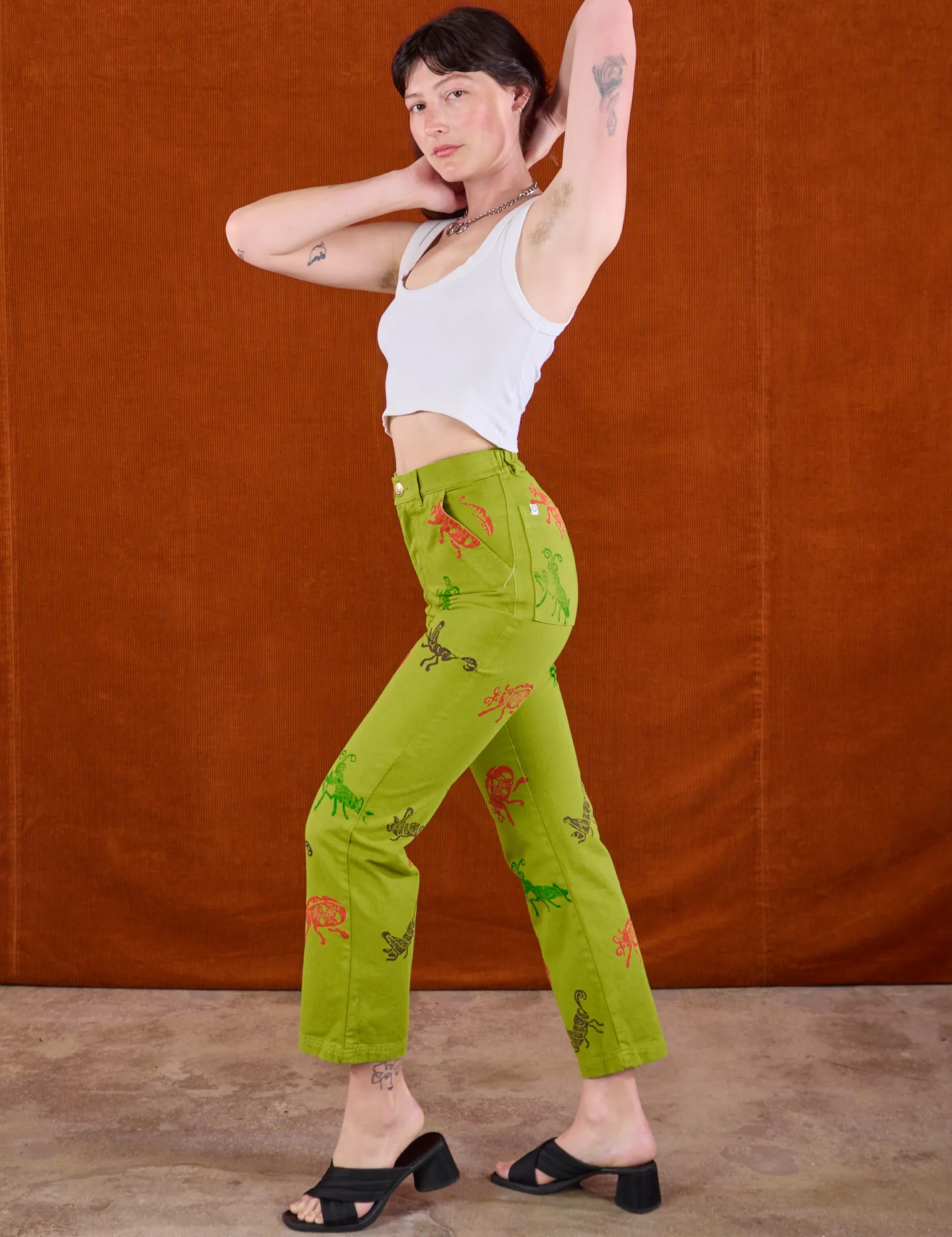 Paintstamped Bug Work Pants - Gross Green sold by Big Bud Press product image thumbnail 5