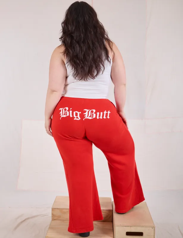 **PRE-ORDER - Ships 8 Weeks** Big Butt Wide Leg Sweat Pants - Mustang Red sold by Big Bud Press