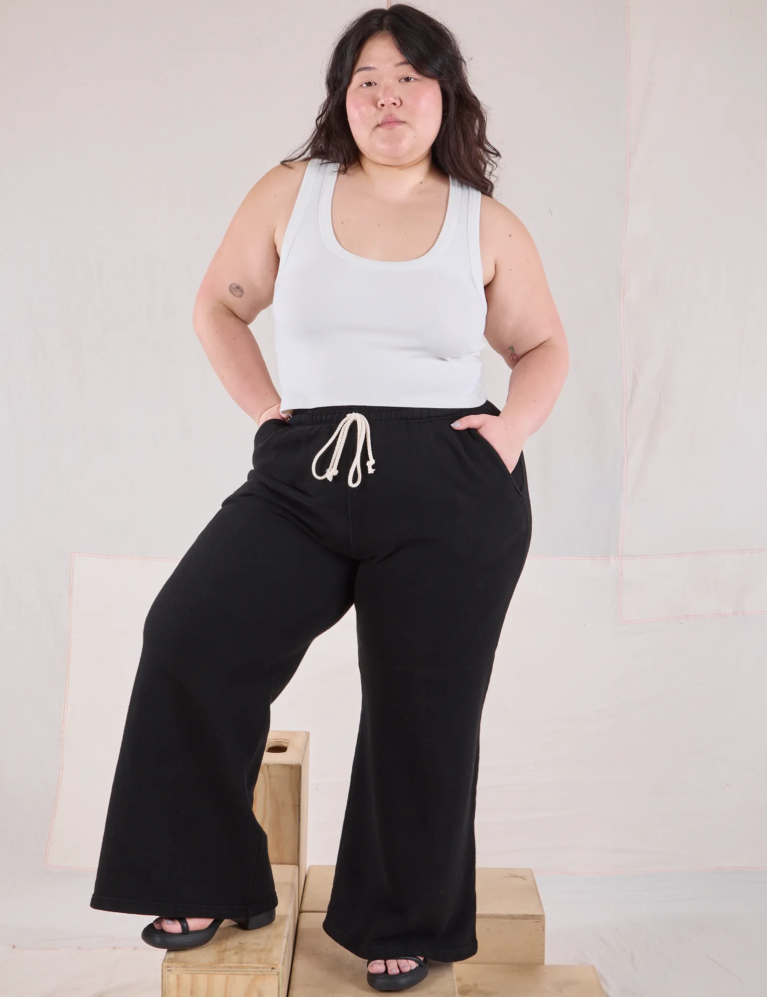 **PRE-ORDER - Ships 8 Weeks** Big Butt Wide Leg Sweat Pants - Basic Black sold by Big Bud Press product image thumbnail 3