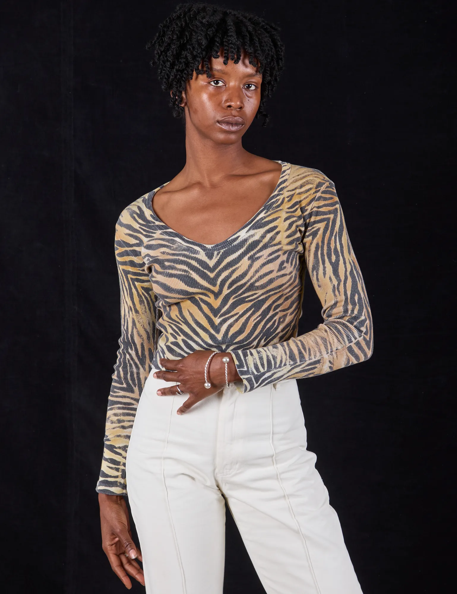 Tiger Print Long Sleeve V-Neck - Traditional *FINAL SALE* sold by Big Bud Press product image thumbnail 5