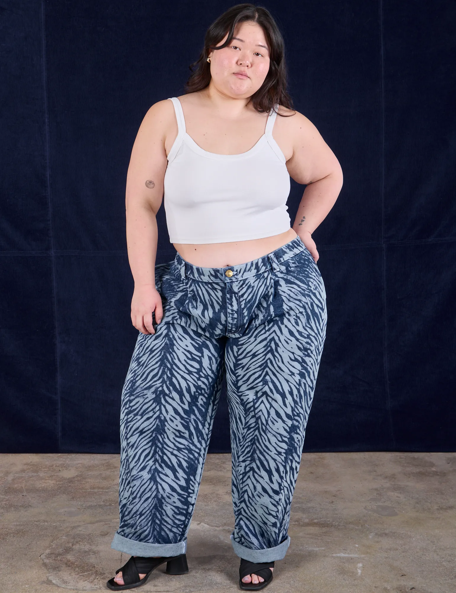 Painted Denim Mid-Rise Trousers - Blue Tiger *FINAL SALE* sold by Big Bud Press