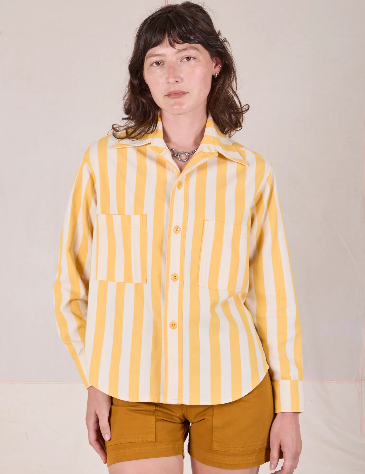 Cropped Overshirt - Summer Stripe - Limoncello sold by Big Bud Press product image thumbnail 3