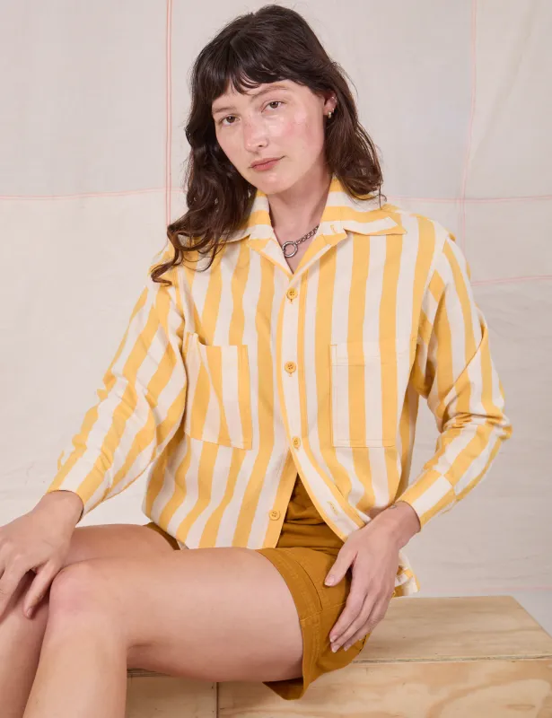 Cropped Overshirt - Summer Stripe - Limoncello sold by Big Bud Press