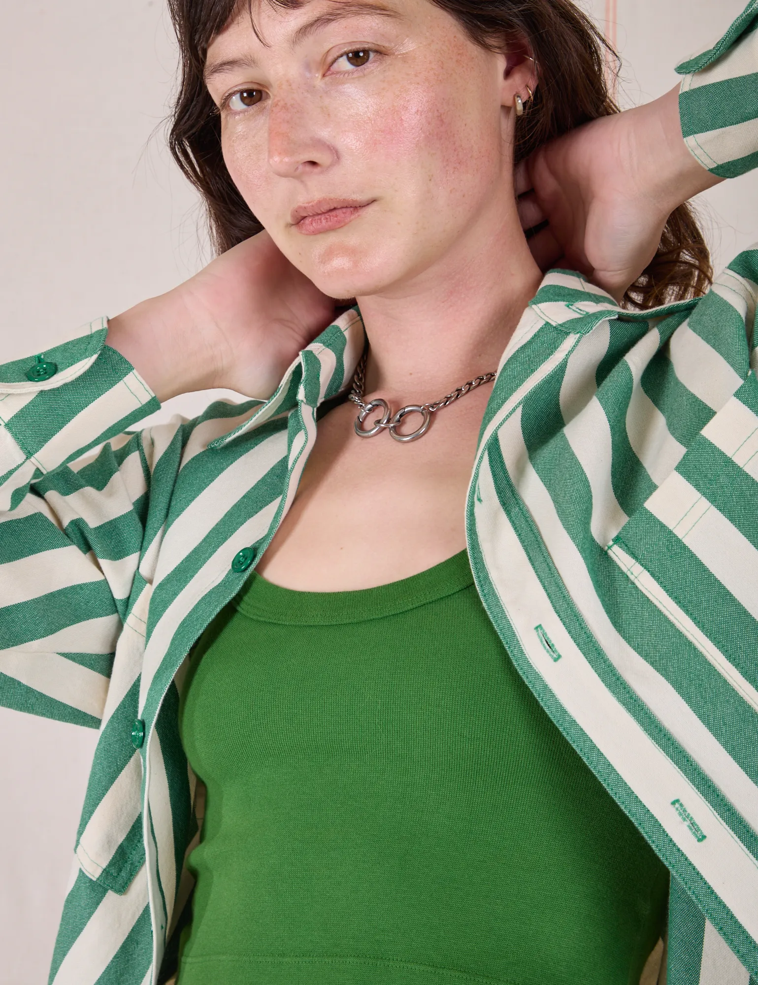 Cropped Overshirt - Summer Stripe - Italian Emerald sold by Big Bud Press product image thumbnail 4