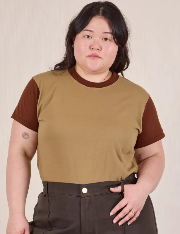 Mismatched Tee - Tan & Brown sold by Big Bud Press