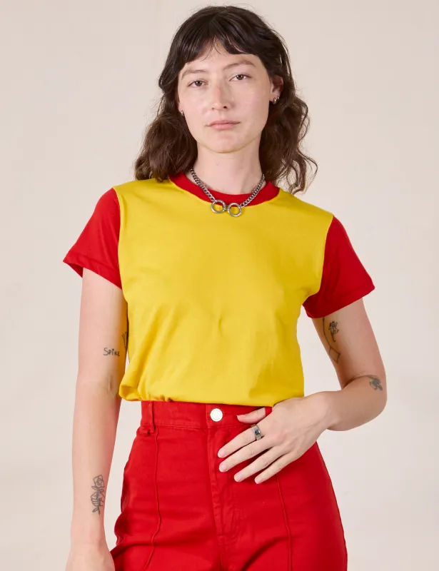 Mismatched Tee - Yellow & Red *FINAL SALE* sold by Big Bud Press
