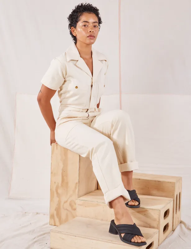 Heritage Short Sleeve Jumpsuit - Vintage Tee Off-White sold by Big Bud Press