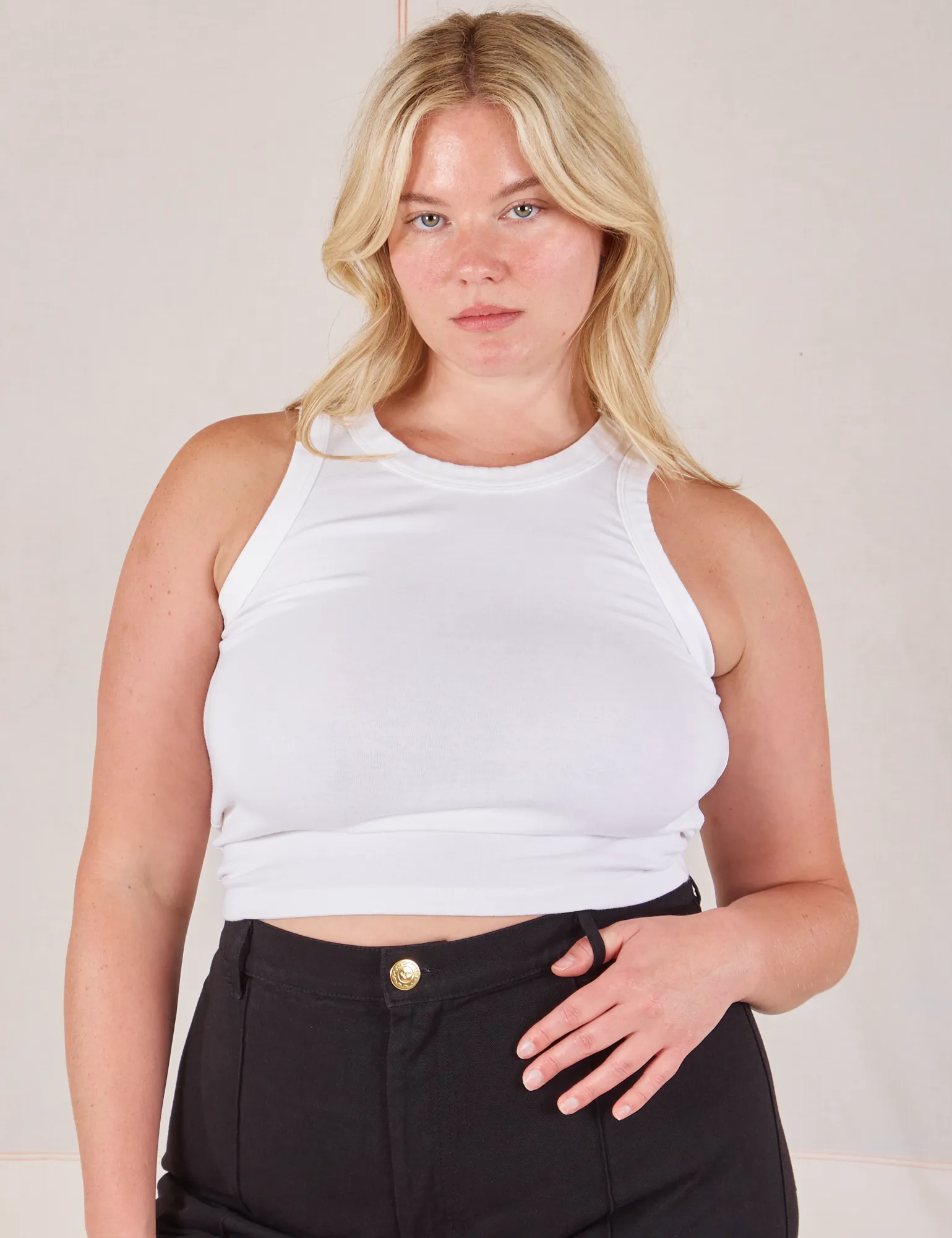 Racerback Tank - Vintage Tee White sold by Big Bud Press