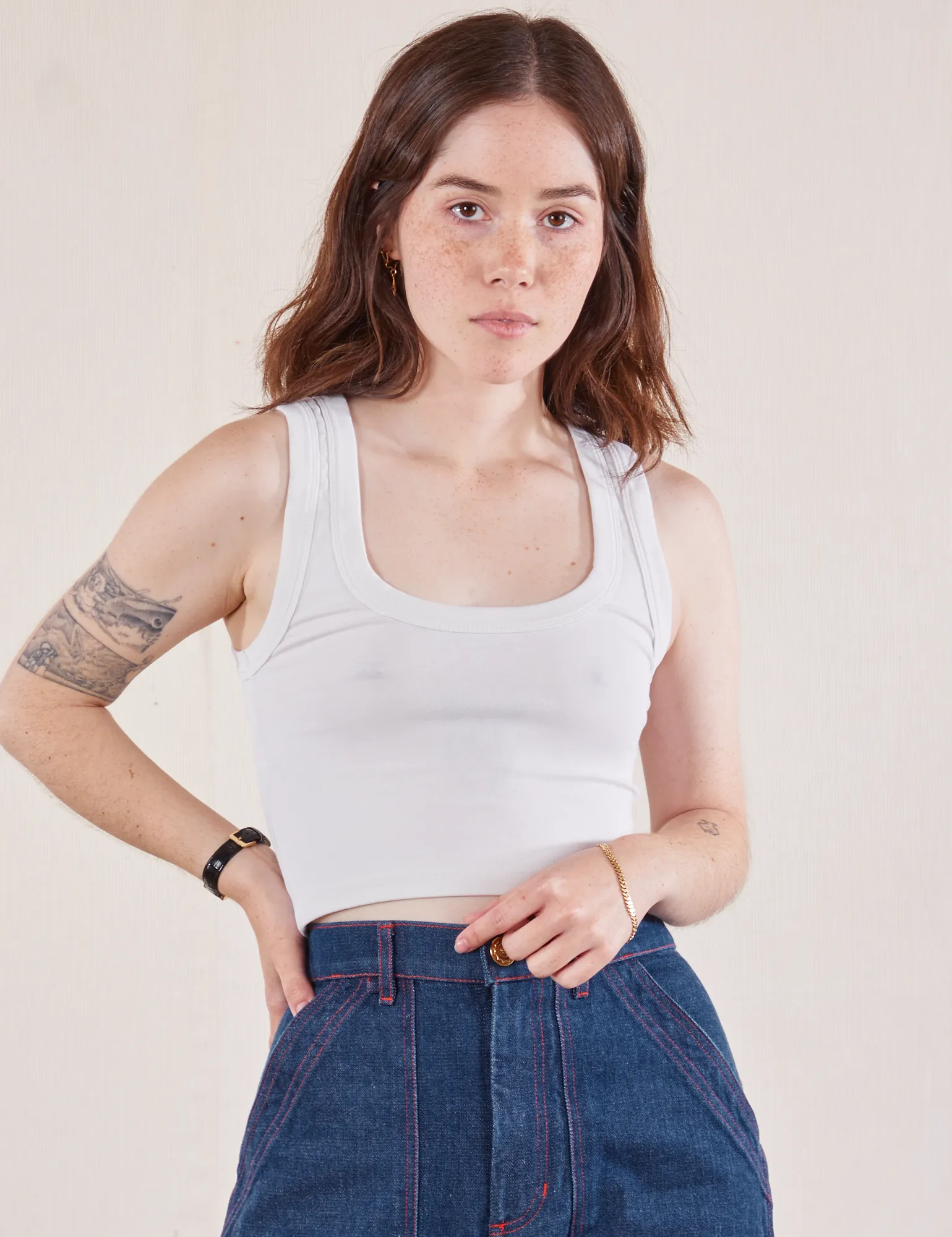 Cropped Tank Top - Vintage Tee White sold by Big Bud Press product image thumbnail 3