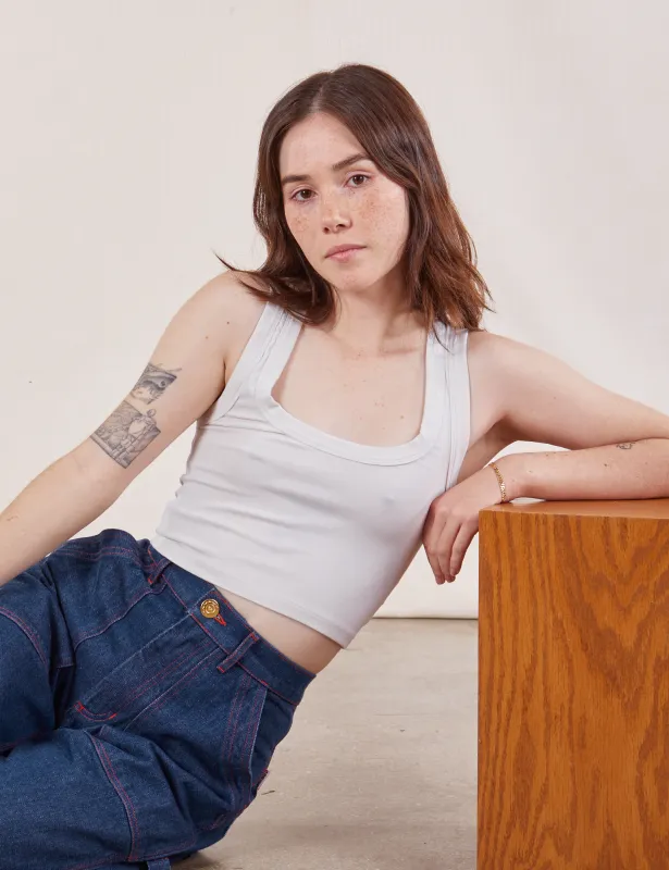 Cropped Tank Top - Vintage Tee White sold by Big Bud Press