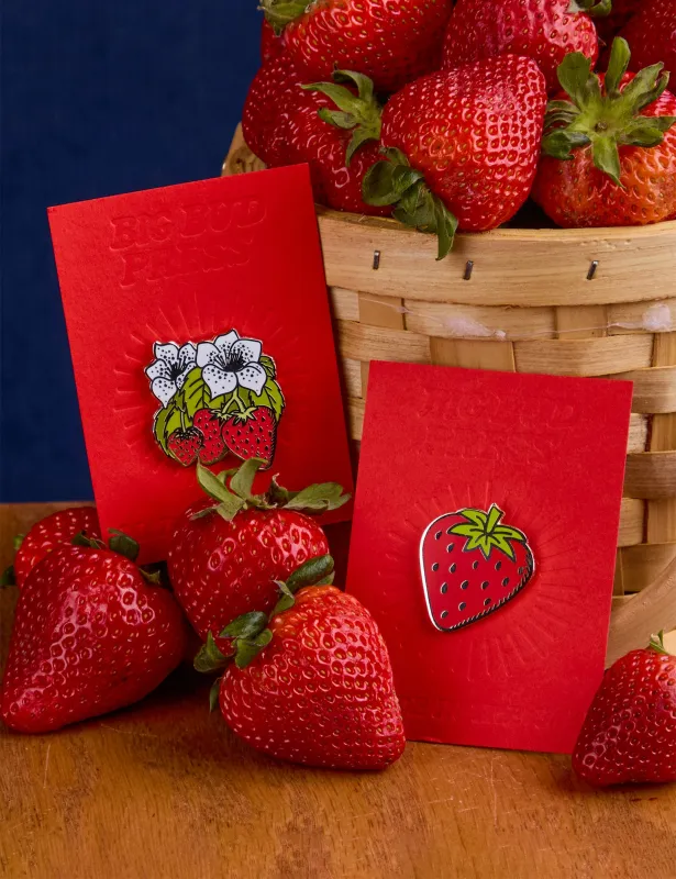 Strawberry Enamel Pin sold by Big Bud Press
