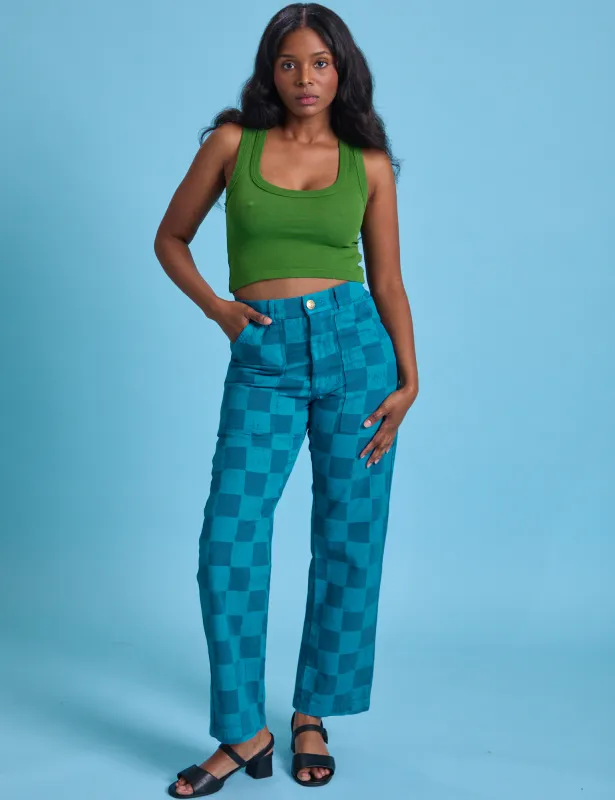 Checkerboard Work Pants - Blues sold by Big Bud Press