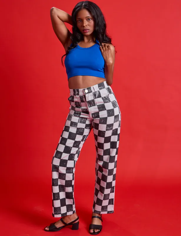 Checkerboard Work Pants - Black/White sold by Big Bud Press