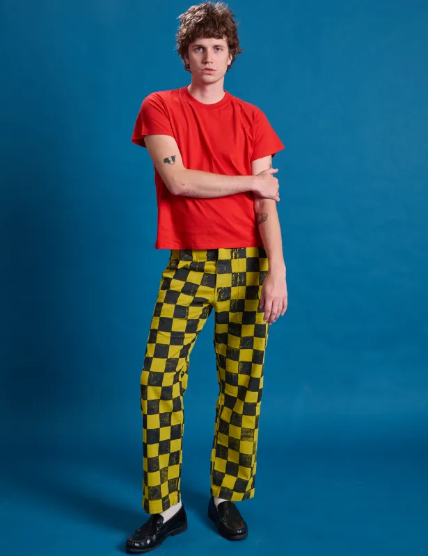 Checkerboard Work Pants - Yellow/Black sold by Big Bud Press