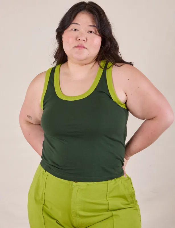 Colorblock Cropped Tank - Swamp Green sold by Big Bud Press
