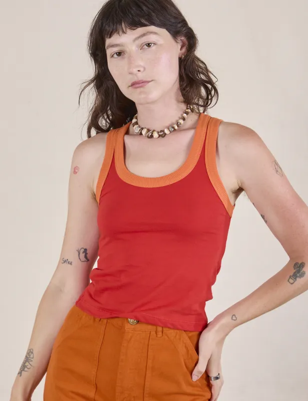Colorblock Cropped Tank - Mustang Red sold by Big Bud Press