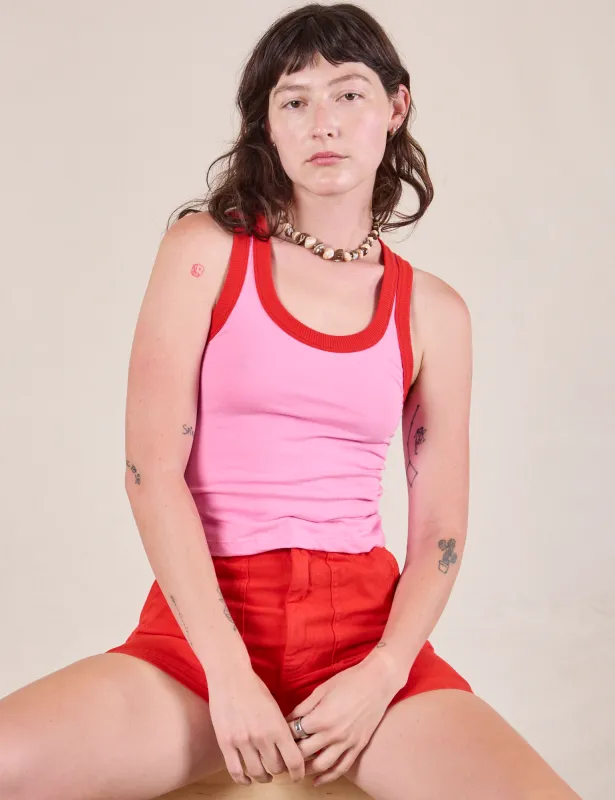 Colorblock Cropped Tank - Bubblegum Pink sold by Big Bud Press