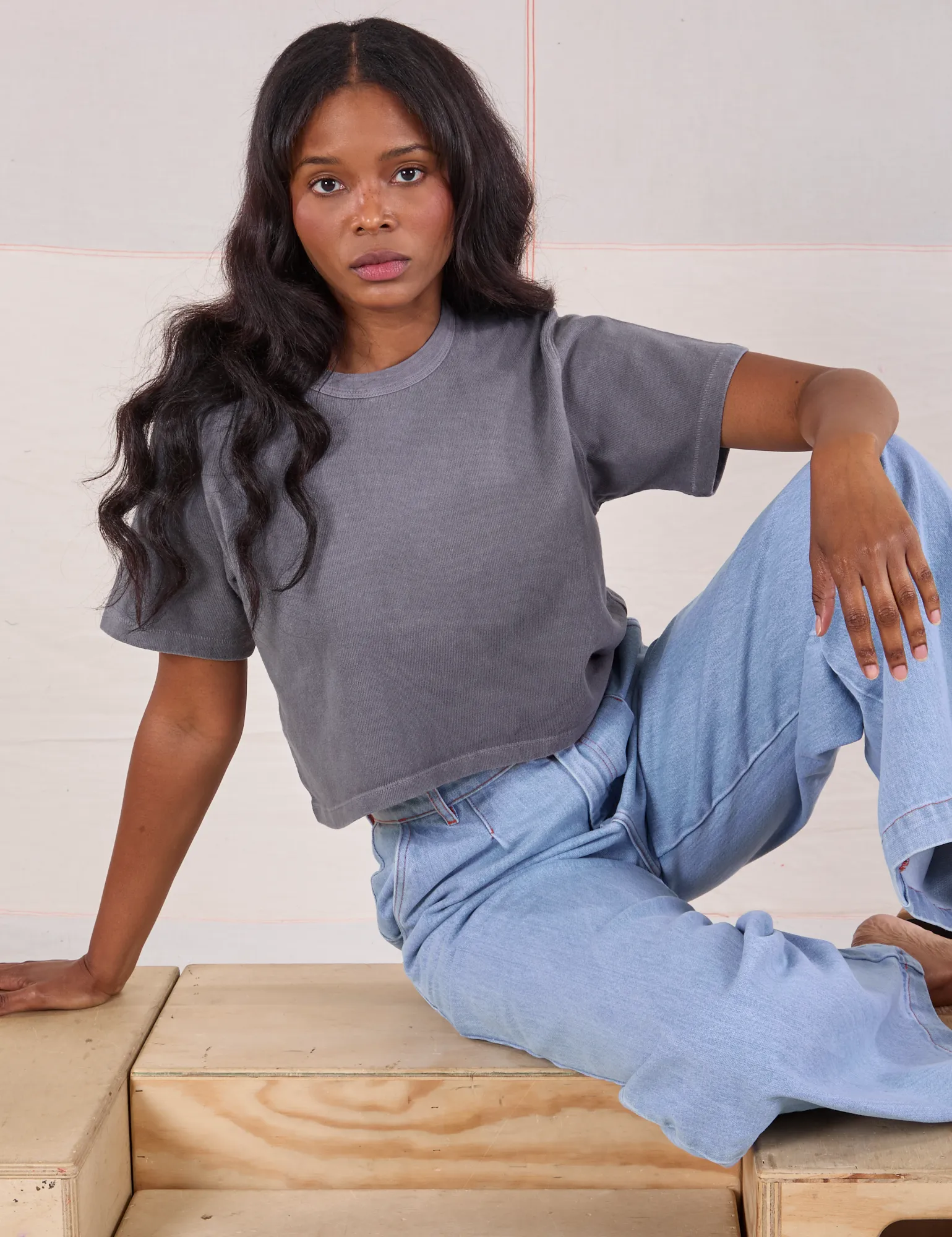 Cropped Burly Tee - Washed Grey sold by Big Bud Press