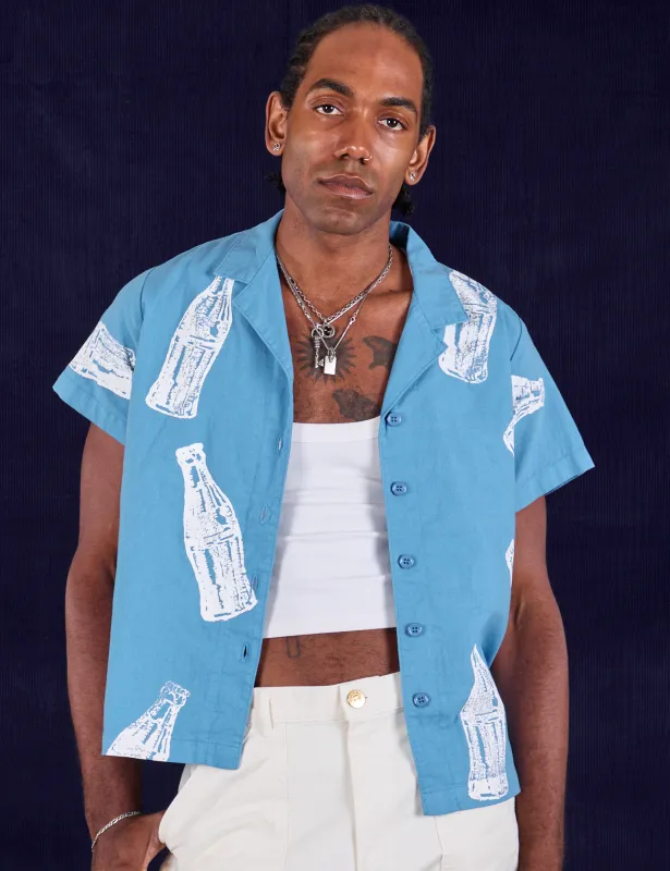 Soda Bottle Pantry Button-Up - Greek Blue sold by Big Bud Press