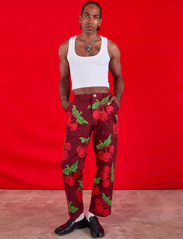 Paintstamped Work Pants - Cherry sold by Big Bud Press