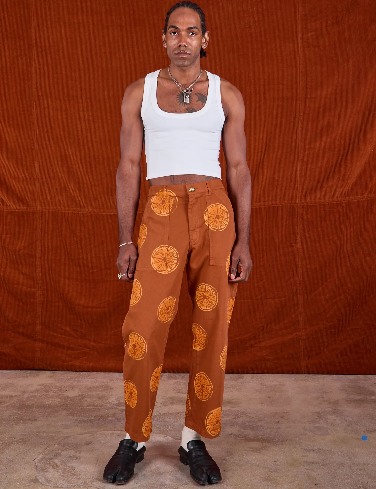 Paintstamped Work Pants - Orange *FINAL SALE* sold by Big Bud Press product image thumbnail 3