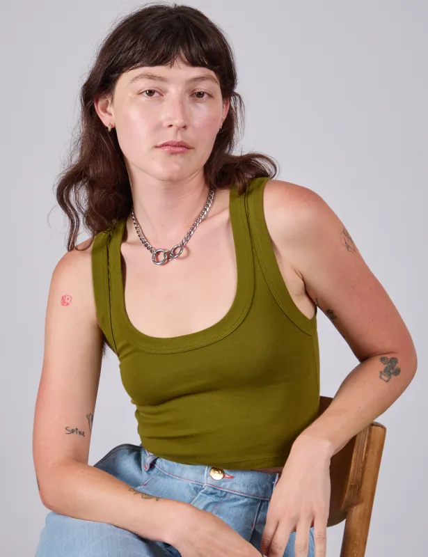 Cropped Tank Top - Olive Green sold by Big Bud Press