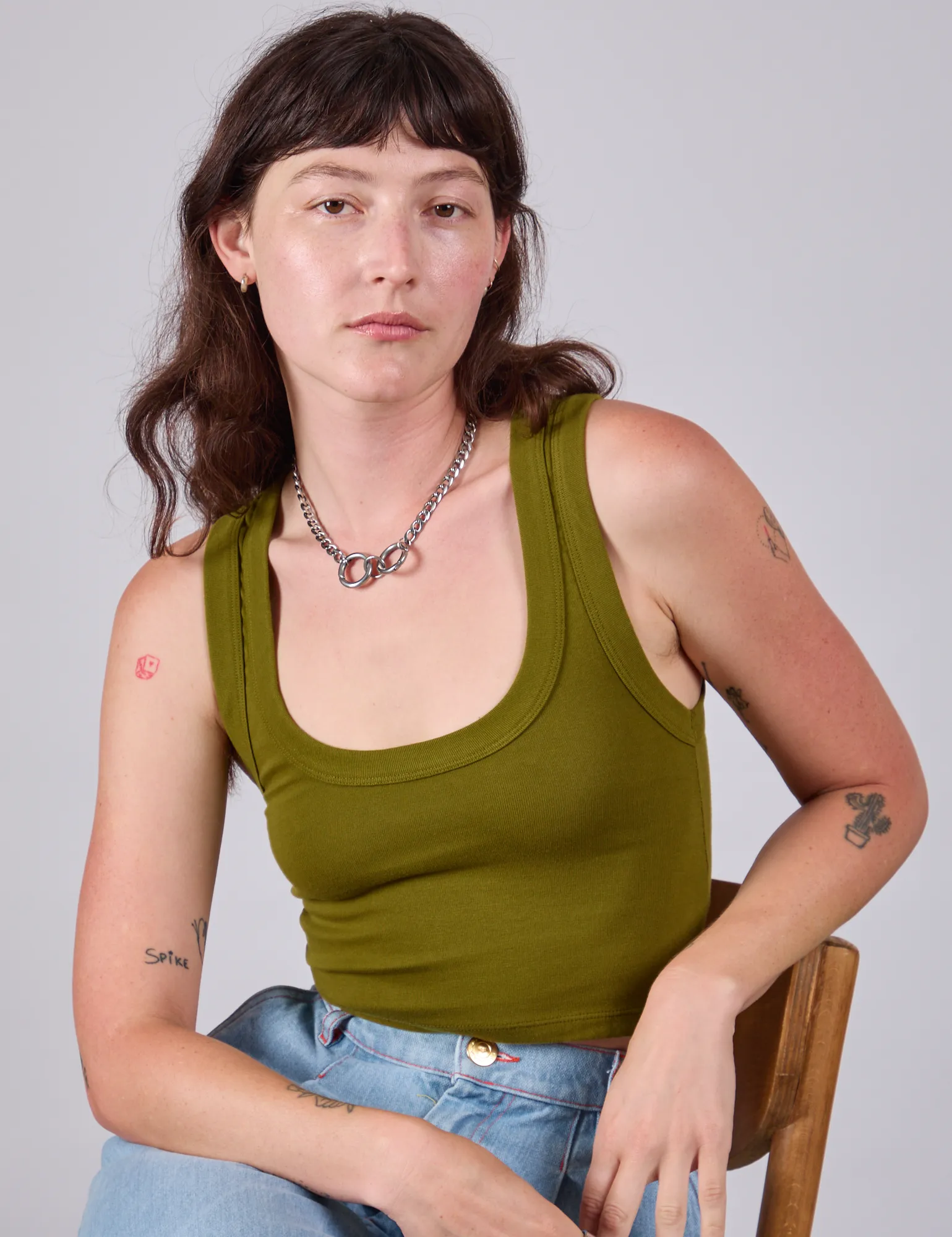Cropped Tank Top - Olive Green sold by Big Bud Press