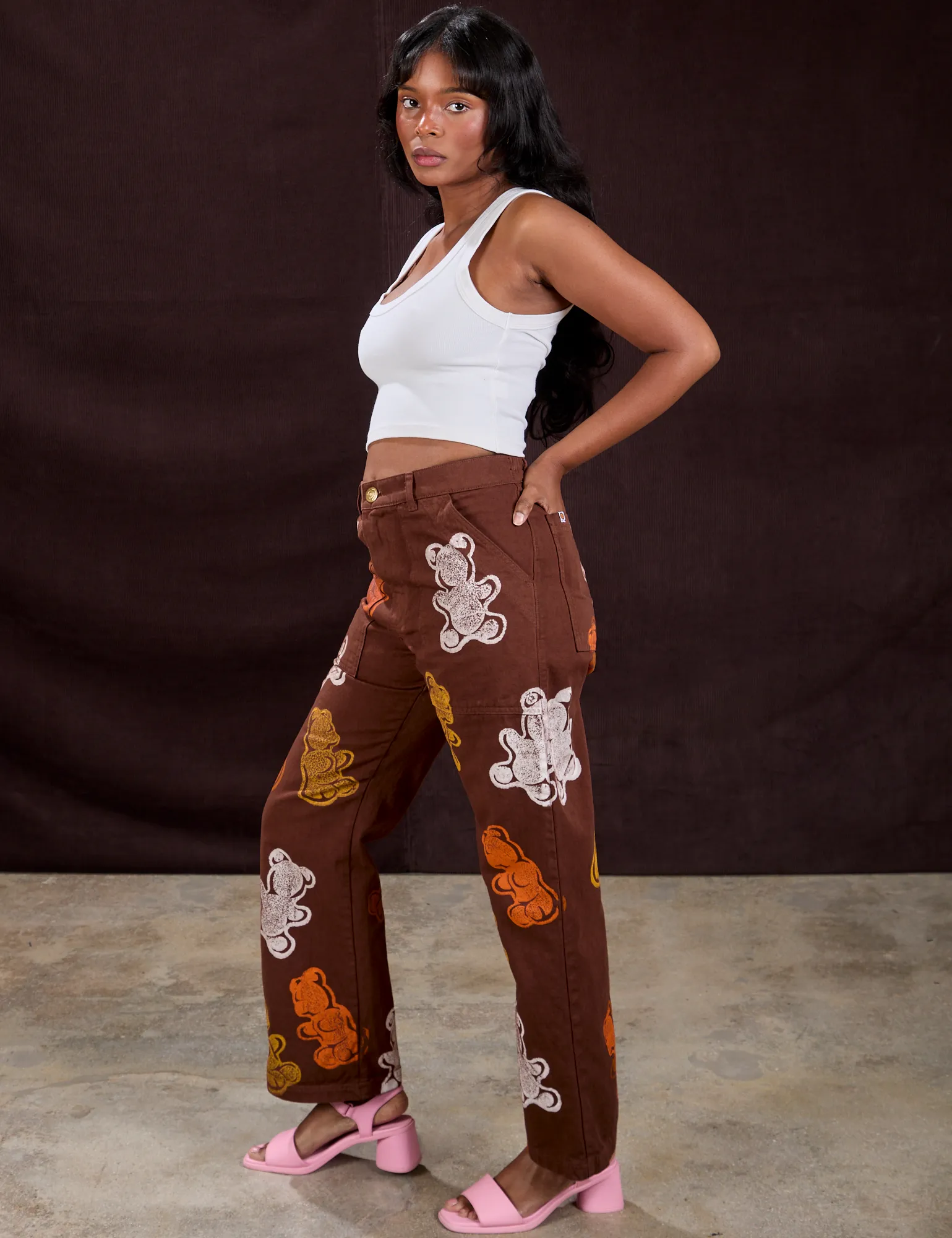 Gummy Bear Paintstamped Work Pants - Fudgesicle Brown sold by Big Bud Press product image thumbnail 3