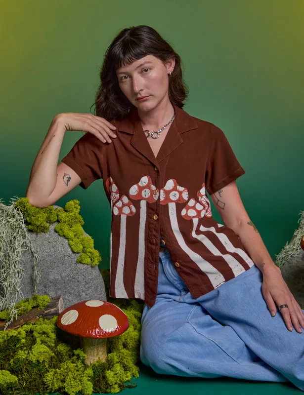 Paintstamped Pantry Button-Up - Mushroom *FINAL SALE* made by Big Bud Press