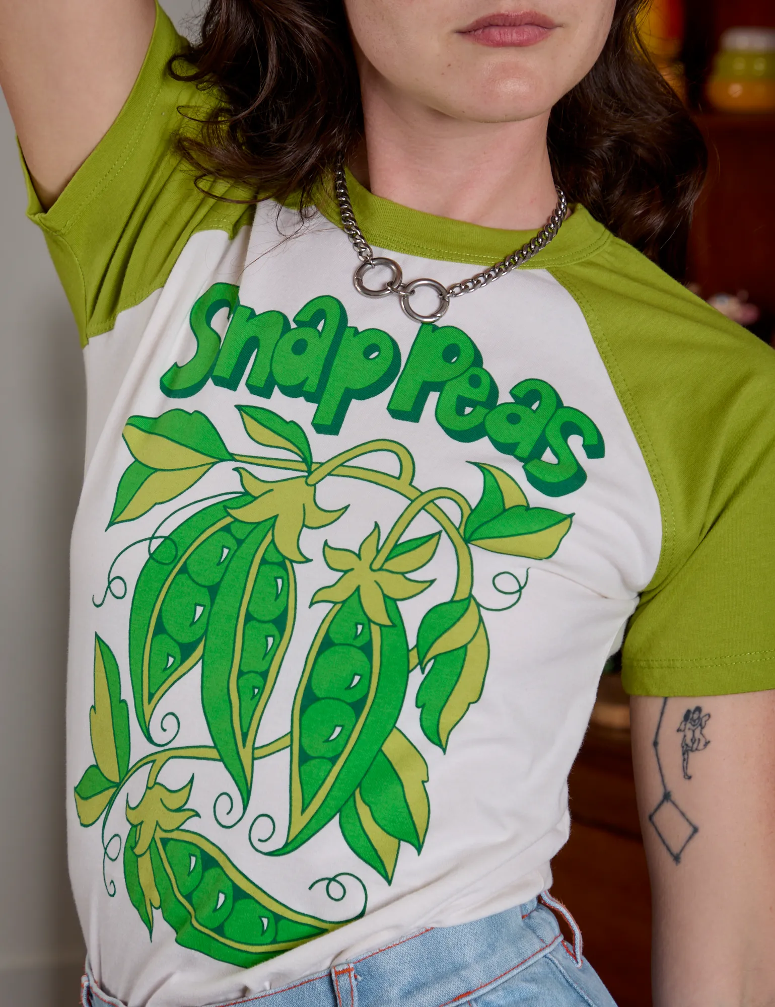 Short Sleeve Raglan Tee - Snap Peas *FINAL SALE* sold by Big Bud Press product image thumbnail 4