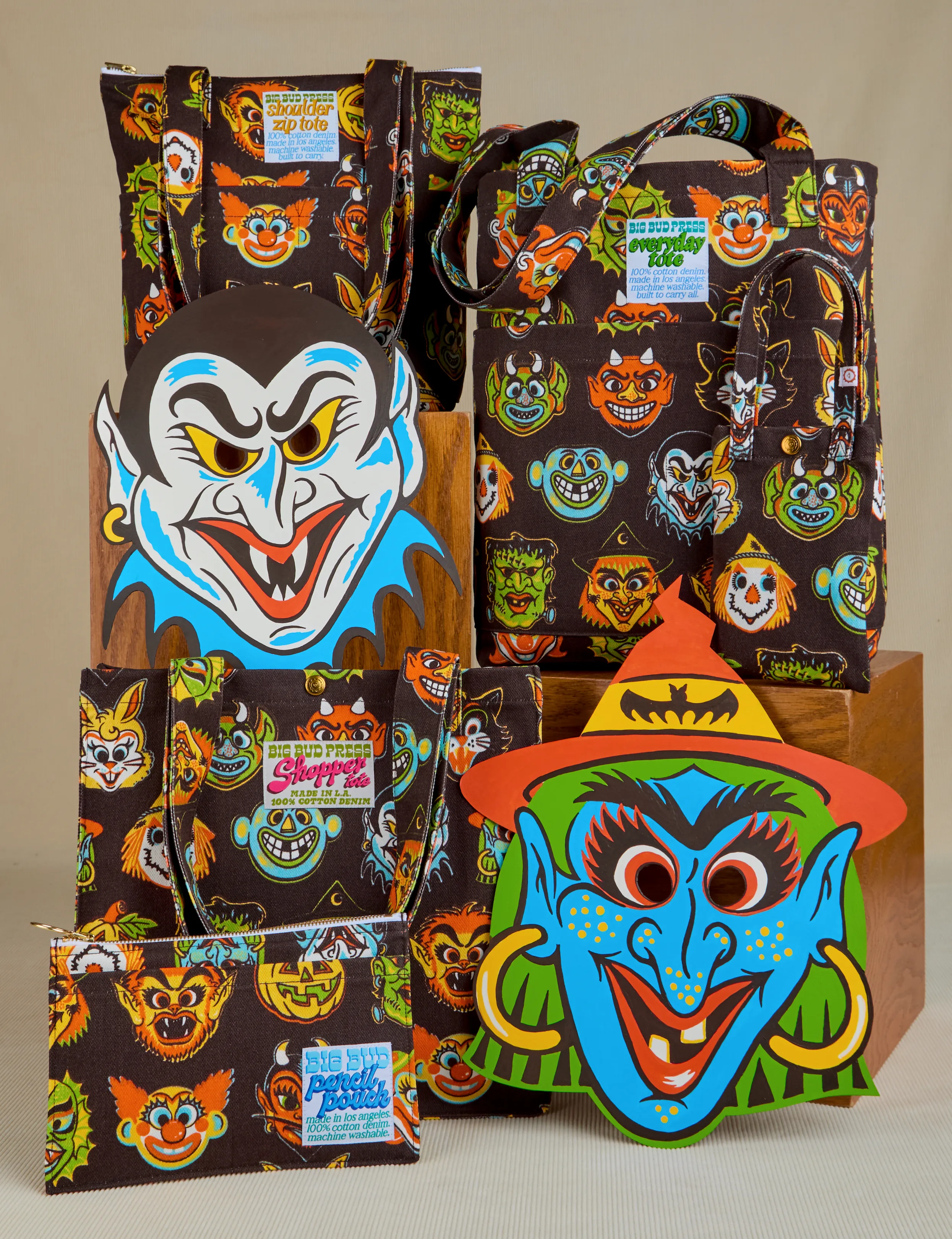 Halloween Masks Printed Bags *FINAL SALE* sold by Big Bud Press