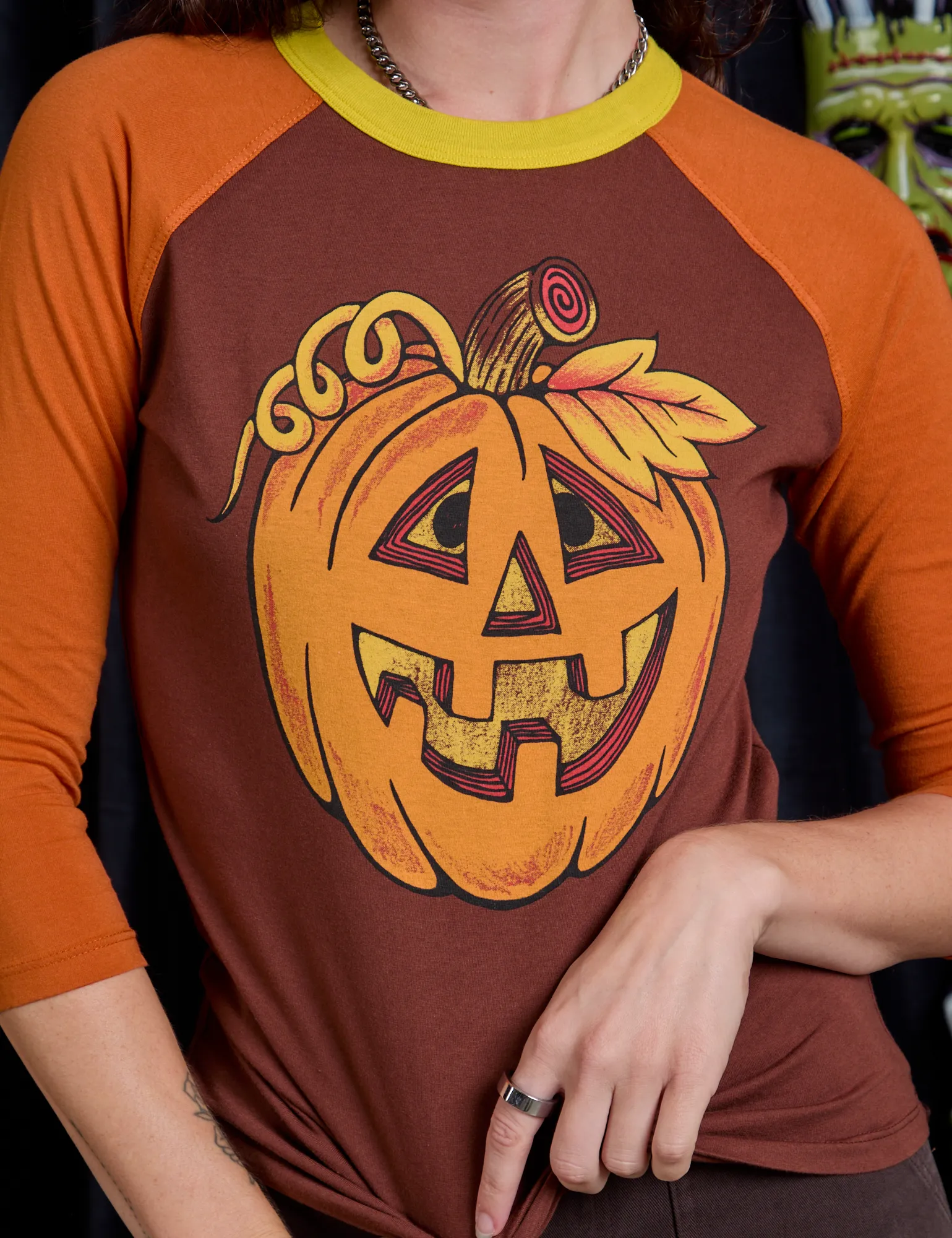 Raglan Tee - Jack-O-Lantern *FINAL SALE* sold by Big Bud Press product image thumbnail 4