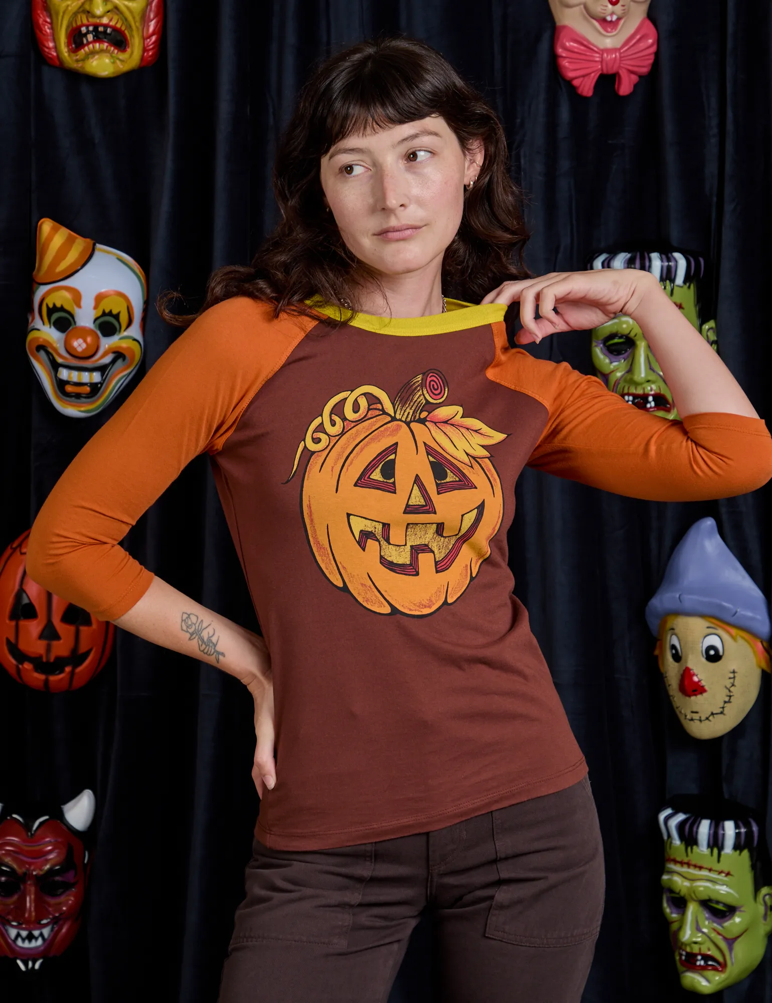 Raglan Tee - Jack-O-Lantern *FINAL SALE* sold by Big Bud Press product image thumbnail 3