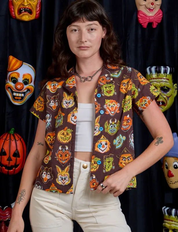 Halloween Masks Pantry Button-Up *FINAL SALE* sold by Big Bud Press