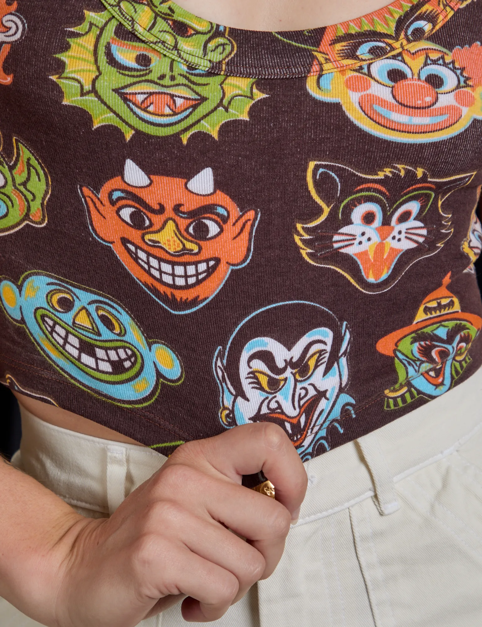 Cropped Tank Top - Halloween Masks *FINAL SALE* sold by Big Bud Press product image thumbnail 4