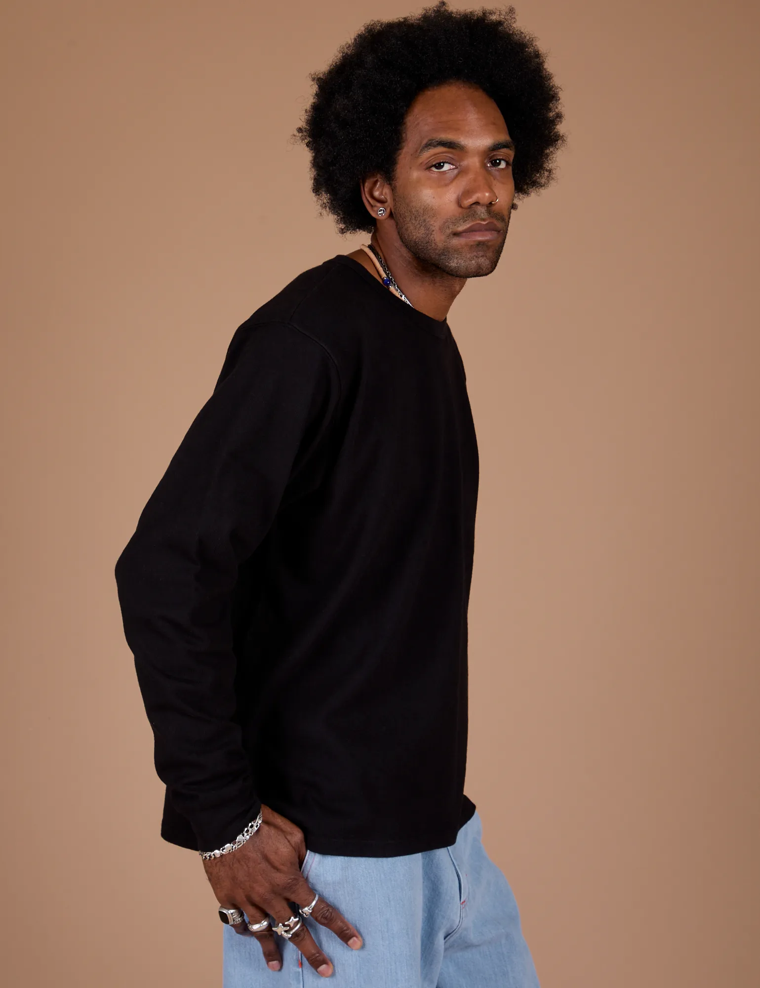 Long Sleeve Burly Tee - Basic Black sold by Big Bud Press product image thumbnail 4