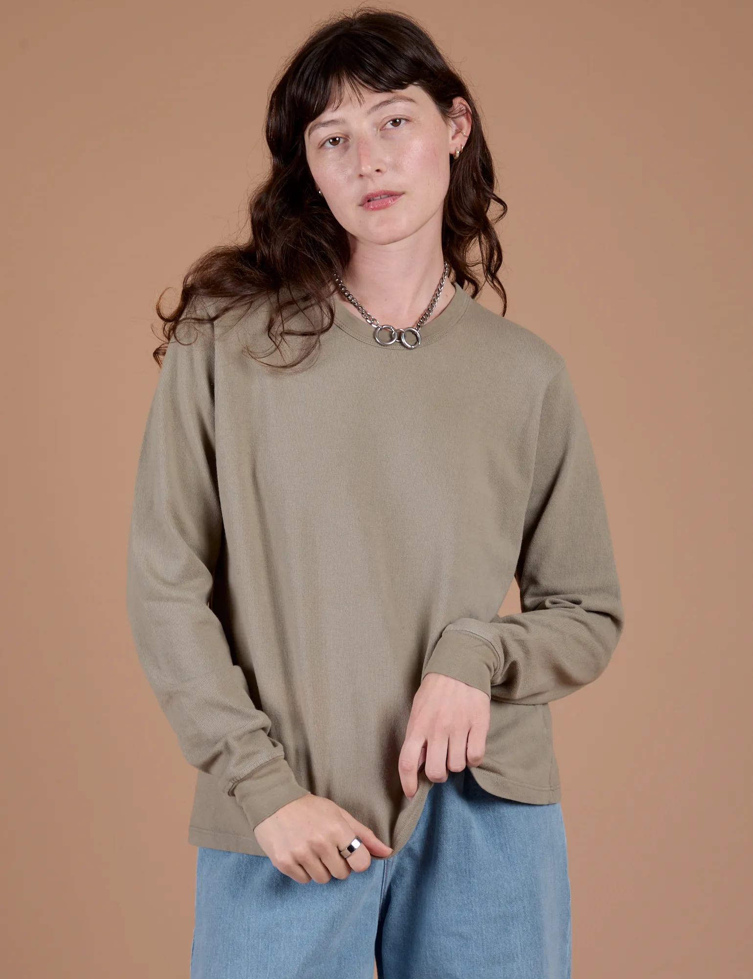 Long Sleeve Burly Tee - Khaki Grey sold by Big Bud Press product image thumbnail 3