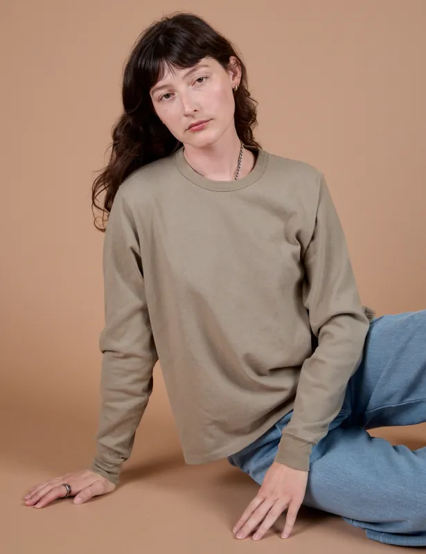 Long Sleeve Burly Tee - Khaki Grey sold by Big Bud Press