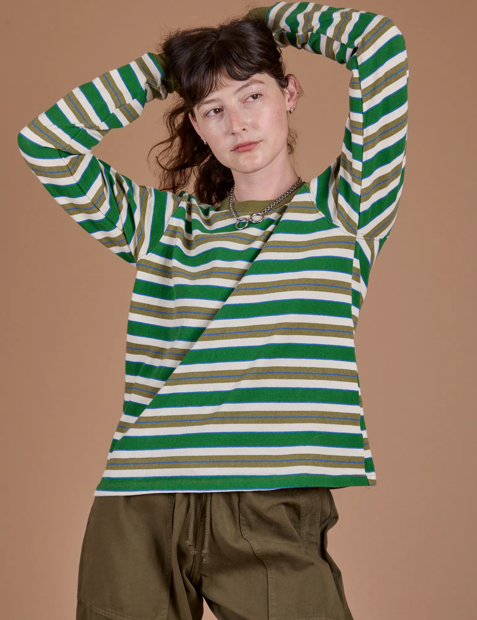 Long Sleeve Striped Burly Tee - Green sold by Big Bud Press product image thumbnail 3